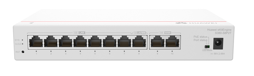 Thiết bị cân tải Huawei 8 cổng POE S380-S8P2T (300 user)